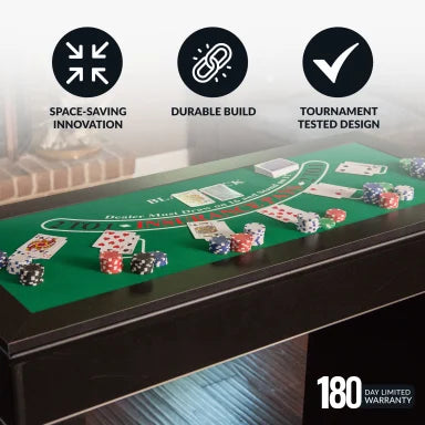 Monte Carlo 48-in Roulette Table 4-in-1 Casino Multi-Game Set - Black