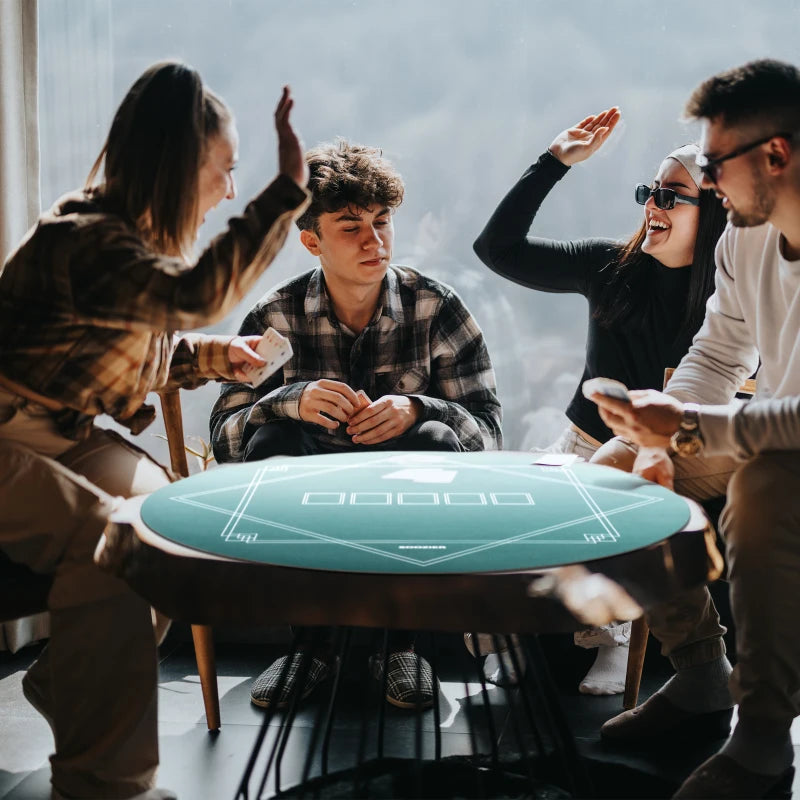 Soozier Poker Mat Texas Hold'em, Poker Table Top with Non-Slip Bottom Dark Green/Black