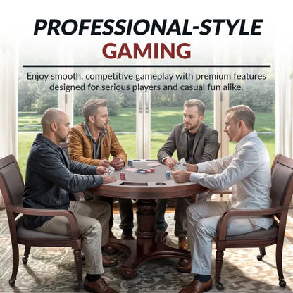 Bridgeport 48-in Poker Table and Dining Top with 4 Arm Chairs - Walnut Finish