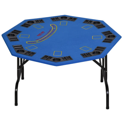 Soozier Poker Table Foldable, 47" Octagon Blackjack Poker Game Table Blue Felt