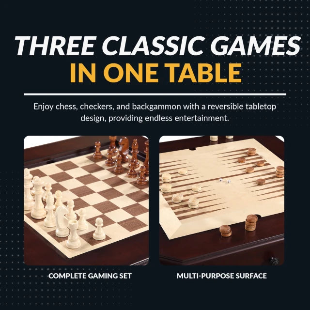 Fortress 28-in Chess 3-in-1 Pedestal Game Table Set with Chairs