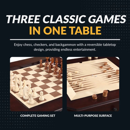 Fortress 28-in Chess 3-in-1 Pedestal Game Table Set with Chairs
