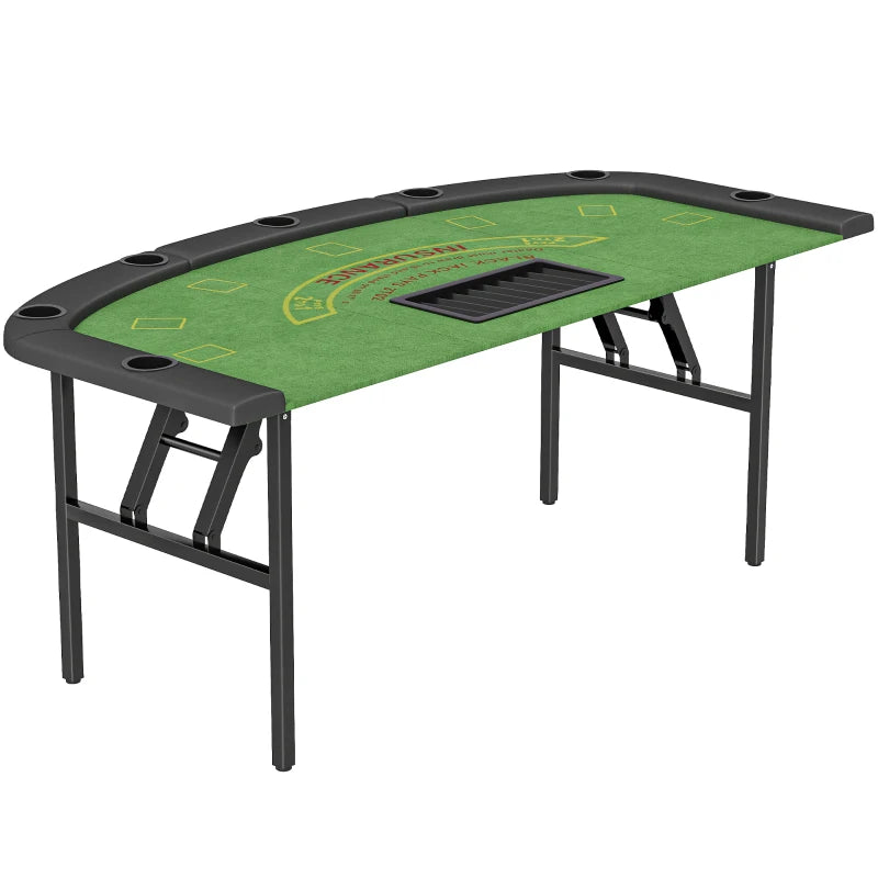 Green poker table with black frame on a white background
