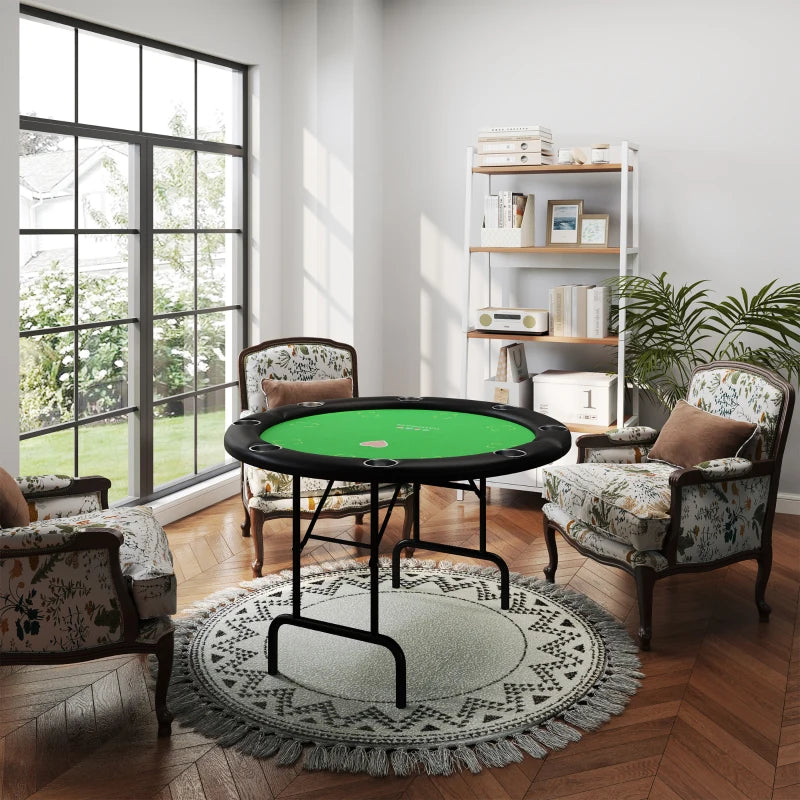 Soozier Poker Table Foldable 47" Round Casino Folding Game Table Green