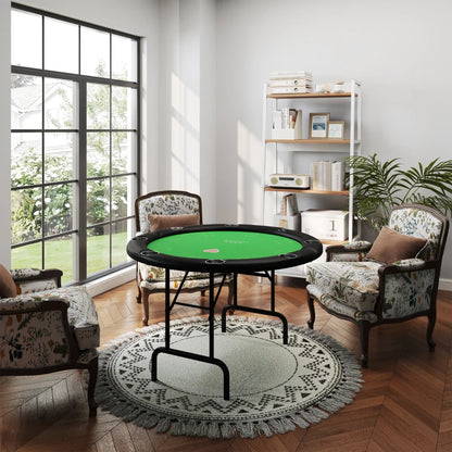 Soozier Poker Table Foldable 47" Round Casino Folding Game Table Green