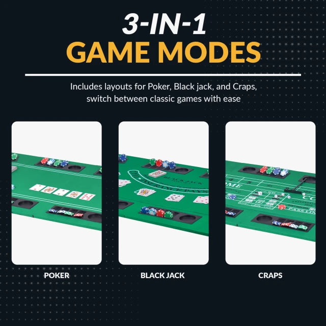 No Limit 62-in Casino 3-in-1 Multi-Game Foldable Table Top Set