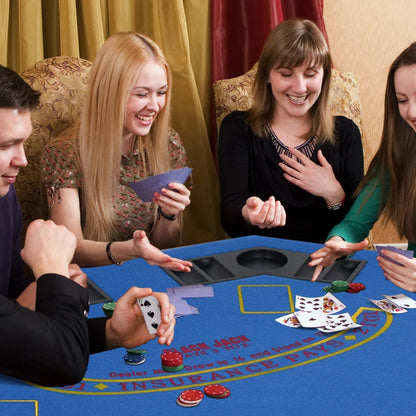 Soozier Poker Table Foldable, 47" Octagon Blackjack Poker Game Table Blue Felt