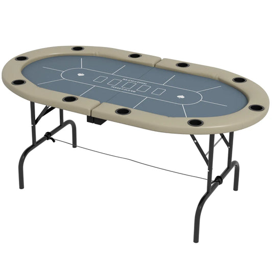 Soozier Foldable Poker Table Blackjack Texas Holdem Poker Game Table, 70" Oval, Blue