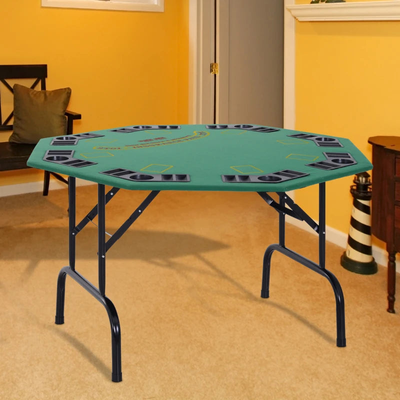 Soozier Poker Table Foldable, 47" Octagon Blackjack Poker Game Table Green Felt