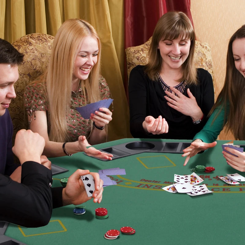 Soozier Poker Table Foldable, 47" Octagon Blackjack Poker Game Table Green Felt